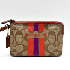 美品 COACH コーチ シグネチャー PVC レザー マルチ ポーチ ケース