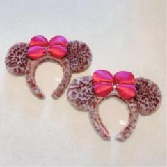 ⭐️美品⭐️ ディズニー カチューシャ ヒョウ柄 ピンク ミニー ディズニー カチューシャ ミニー ヒョウ柄 ピンク レオパード