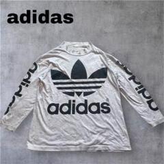 80s アディダス デサント モックネック ロンT 古着 ビッグロゴ 両面ロゴ