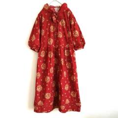ピンクハウス花柄７分袖ワンピース（中古、保管品） PINK HOUSE ピンクハウス ドット 花柄 ワンピース レッド