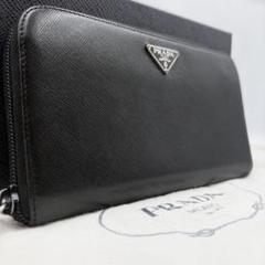 美品】PRADA 長財布 ラウンドファスナー 三角ロゴ サフィアーノ