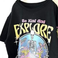 WeekendWarrior EXPLORE ガイコツ Tシャツ黒ブラック古着