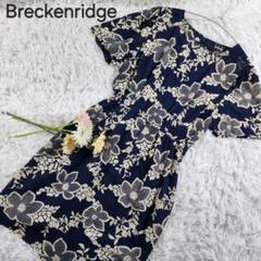 【Breckenridge】ブレッケンリッジ ウエストゴム薄手花柄ワンピース L