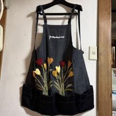 【美品】Potechino お花モチーフエプロン　ブラック ポテチーノ エプロン(ポテネッタ) | さえら POTECHINO