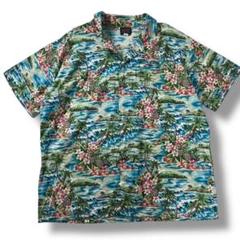 USA製 90s ヴィンテージ アロハシャツ 海 ハイビスカス 古着 半袖