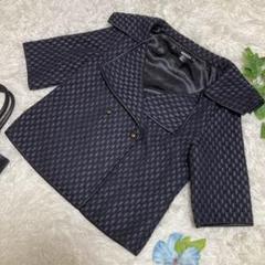 極美品　DKNY 七分袖ジャケット　ダブルボタン　ダークグレー　コットン　M相当