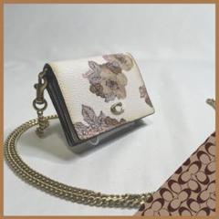 【COACH（コーチ）】チェーンウォレット Cアイコン フラワー ホワイト