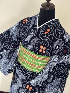 有松鳴海絞り　浴衣　伝統工芸　紫陽花文　三浦絞り　✨ホームクリーニング済✨ 有松鳴海絞り 浴衣 伝統工芸 紫陽花文 三浦絞り ✨ホーム