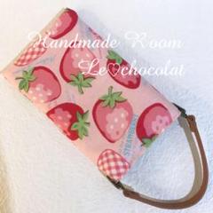 松山敦子さんデザイン生地使用❤️いちご柄♡スマホポーチ♡メガネポーチ