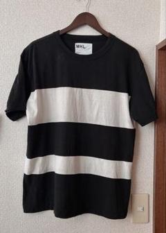 MHL ボーダー　 ストライプ Tシャツ 黒/白