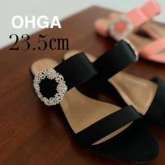 OHGA ビジューサンダル 黒 23.5 M サテン オーガ - メルカリ
