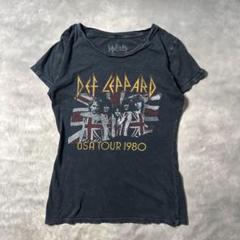 Q26 古着80s復刻Def Leppard 米ツアー Tシャツ　黒フェード
