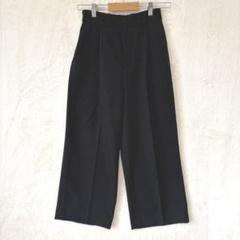 アーヴェヴェ♦︎ワイドパンツ ズボン S ゴムウエスト 無地 ストレッチ 黒