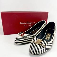【良品/箱付】SALVATORE FERRAGAMO ストライプ パンプス