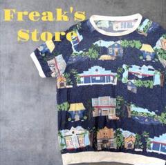 フリークスストア　アロハ柄　麻混　　Tシャツ　柄物　デニム柄　Lサイズ