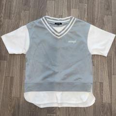 160半袖重ね着風Tシャツスクールガール女子スポーティ姫ダンスチアガール通学春夏