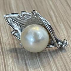 【アンティーク 綺麗】真珠の葉っぱ型 タイピン