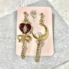 魔法のステッキ　ペア　アシンメトリー　レジン　ジルコニア　魔法少女　ハンドメイド