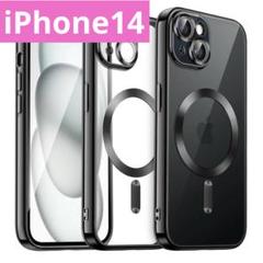 ✨iPhone14 ソフトクリアケース カメラレンズ保護 ワイヤレス充電 黒