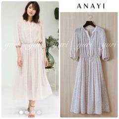 美品☆アナイロングワンピース総レースフレア袖アイボリーサイズ34