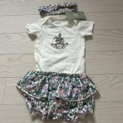 ウサギプリントロンパースセット