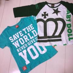 2点セット ベビードール Tシャツ 7分丈シャツ ミッキー 120