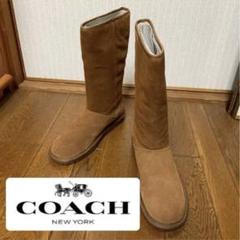 COACH コーチ 靴 スウェード ロングブーツ 25 キャメル ブラウン