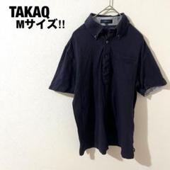 タカキュー 半袖ポロシャツ ドット柄 M 青 コットン メンズ ゴルフ