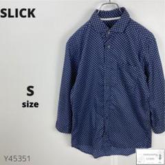 SLICK スリック シャツ 七分袖 ドット柄 総柄 コットン メンズ