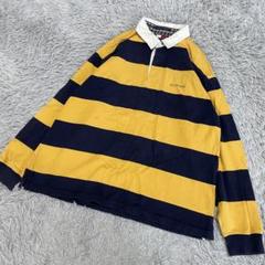 90s Tommy Hilfiger ラガーシャツ　刺繍ロゴ　XXLビッグサイズ