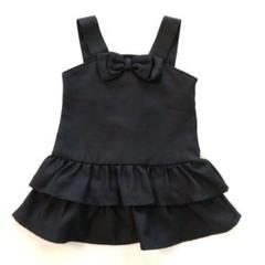黒いフリルノースリーブワンピース　95 　冠婚葬祭