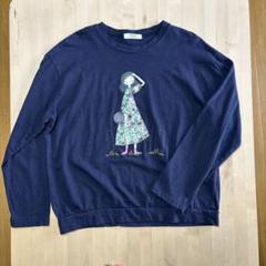 ネイビー ・女性イラスト トレーナーM