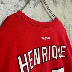 NHL リーボック 古着 アメリカ輸入 両面プリント Tシャツ 半袖 赤色 XL