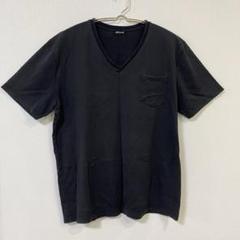 【コムサイズム】Tシャツ 綿100％ Ｖネック 胸ポケット有 半袖 無地 L