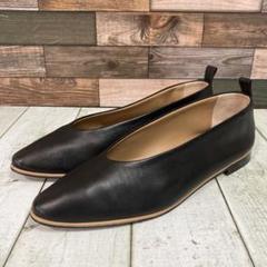 トゥモローランド 24cmアーモンドトゥバレーシューズレザー