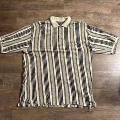 90s 総柄　ストライプ ポロシャツ XL