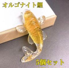 オルゴナイト 鯉 5個セット クリスタル 赤　金色 置物 縁起物 金運 財運