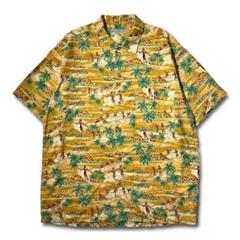極美品 PAPAS シルク アロハ シャツ M 総柄 半袖 パパス