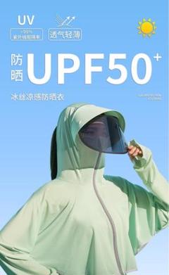 【UVカット】サンバイザー付き アイスシルク　冷感　パーカー ラッシュガード緑のサムネイル