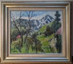 【真作】絵画　油彩8号　秋の彩りを描いた山岳風景画　自然の美を表現　V100 真作】絵画 油彩8号 秋の彩りを描いた山岳風景画 自然