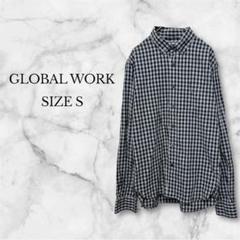 グローバルワーク 長袖シャツ ギンガムチェック カジュアル 綺麗め グレー系