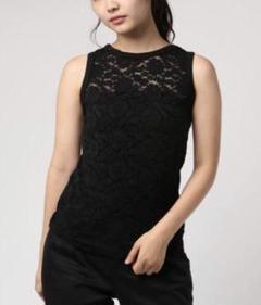 【新品】ECLIN エクラン 花柄 フラワー レース ノースリーブ トップス 黒
