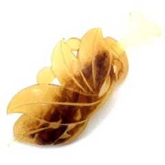 【ヴィンテージ】鼈甲風 彫刻バレッタ 簪風デザイン