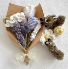 枯れないお花 編み物 花束 ピンクブーケ あみぐるみ 手編みブーケ 毛糸の花束