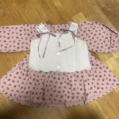 新品　ニットキャミ&花柄ワンピースセット　ピンク90cm 韓国子ども服