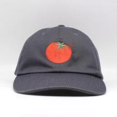 美品 トマト 野菜 刺繍 キャップ 古着 グレー 調整可能 シンプル