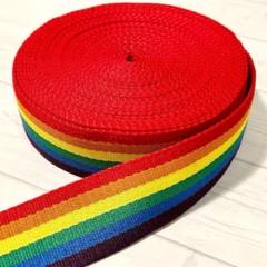 【長さ約5m】ポリエステル バッグ紐 レインボー 虹 幅4cm バッグ用紐