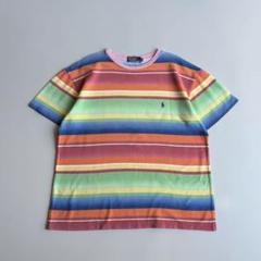 90s~ ラルフローレン マルチボーダー ロゴ刺繍Tシャツ - メルカリ