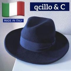 新品 本場イタリア製 qcillo&c ネイビー ウール100 フェルトハットのサムネイル