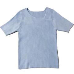 ZOZO購入品 半袖リブニット アシンメトリーネックのサムネイル